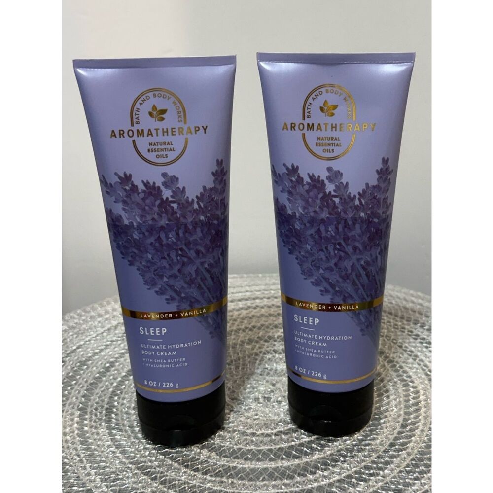 BBW Aromatherapy Sleep Vanilla and Lavender Body Cream Set of 2 NWT